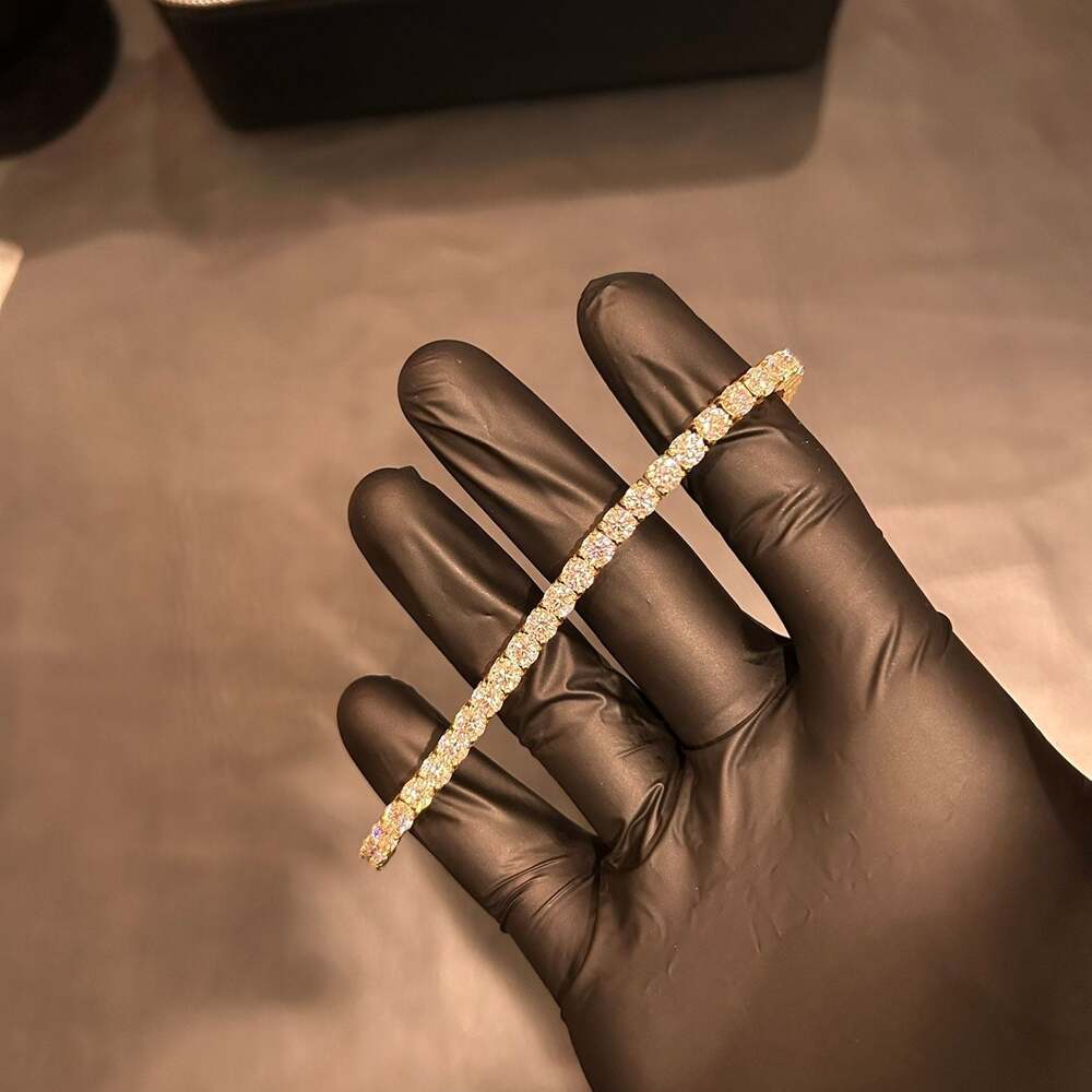 Moissanite Gold 5mm Tennis Bracelet 8in Pass Tester Brand New